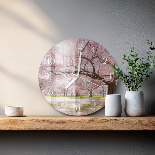 Glas wanduhr Kirschbäume