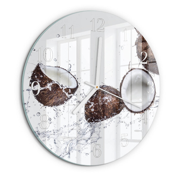 Glas wanduhr Kokosnüsse