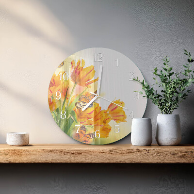 Glas wanduhr Tulpen