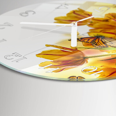 Glas wanduhr Tulpen