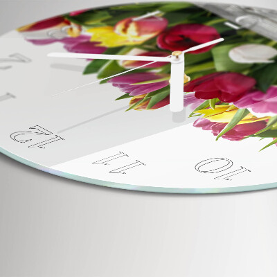 Glas wanduhr Tulpen