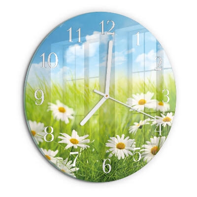 Glas wanduhr Wiese