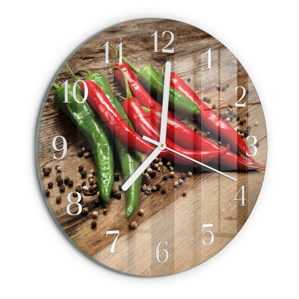 Glas wanduhr Chilischoten