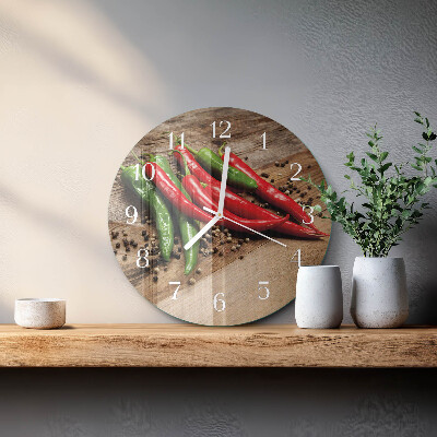 Glas wanduhr Chilischoten