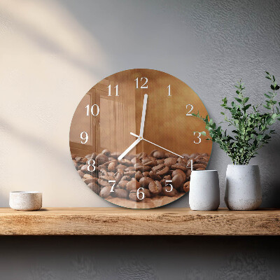 Glas wanduhr Kaffeebohnen