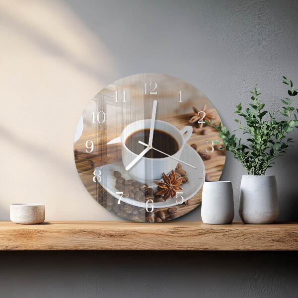 Glas wanduhr Kaffee