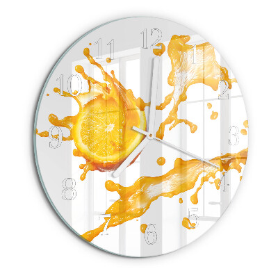 Glas wanduhr Orangensaft