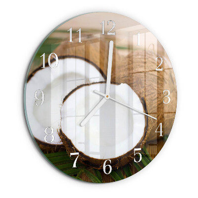 Glas wanduhr Kokosnüsse