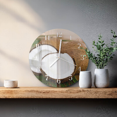 Glas wanduhr Kokosnüsse