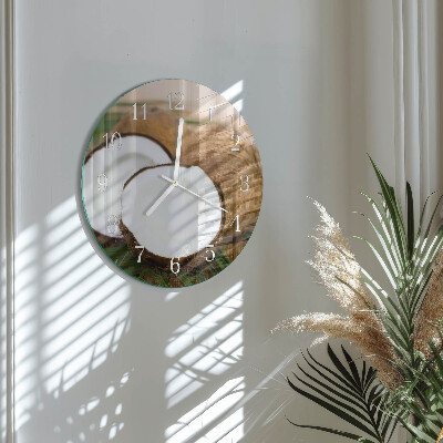 Glas wanduhr Kokosnüsse