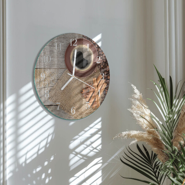 Glas wanduhr Kaffeebohnen