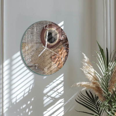 Glas wanduhr Kaffeebohnen