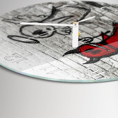 Glas wanduhr Engel Teufel