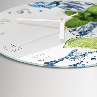 Glas wanduhr Minze mit Limette