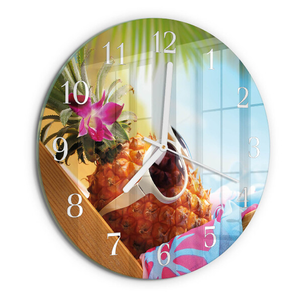 Glas wanduhr Ananas