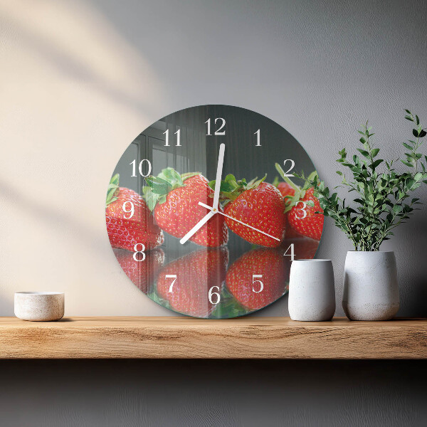 Glas wanduhr Erdbeeren
