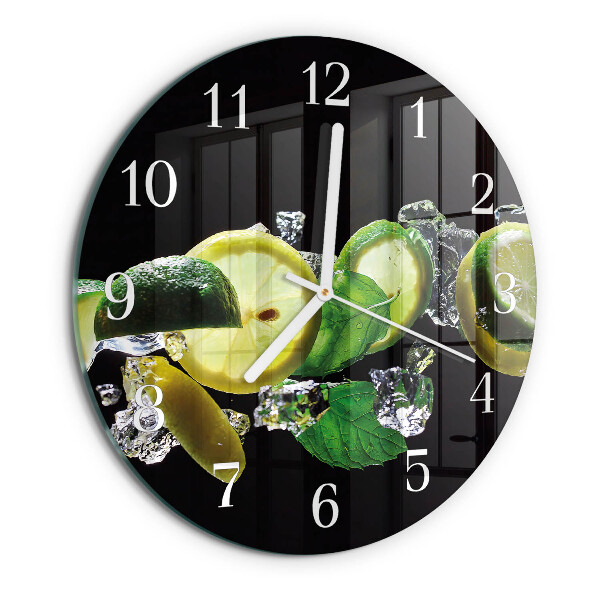 Glas wanduhr Zitrone und Limette
