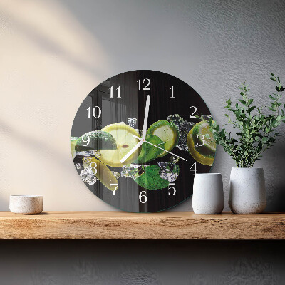 Glas wanduhr Zitrone und Limette