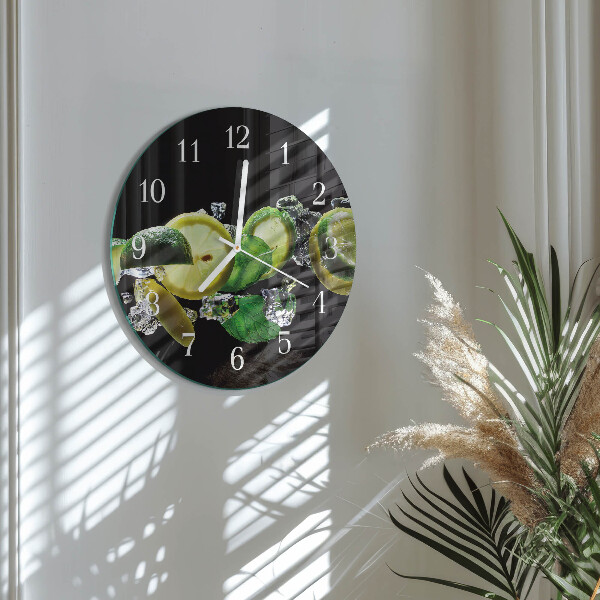 Glas wanduhr Zitrone und Limette