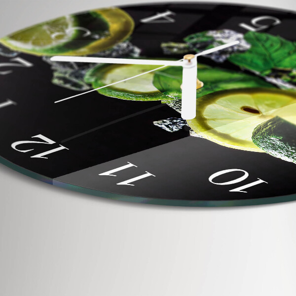 Glas wanduhr Zitrone und Limette