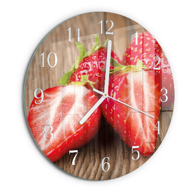 Glas wanduhr Erdbeeren