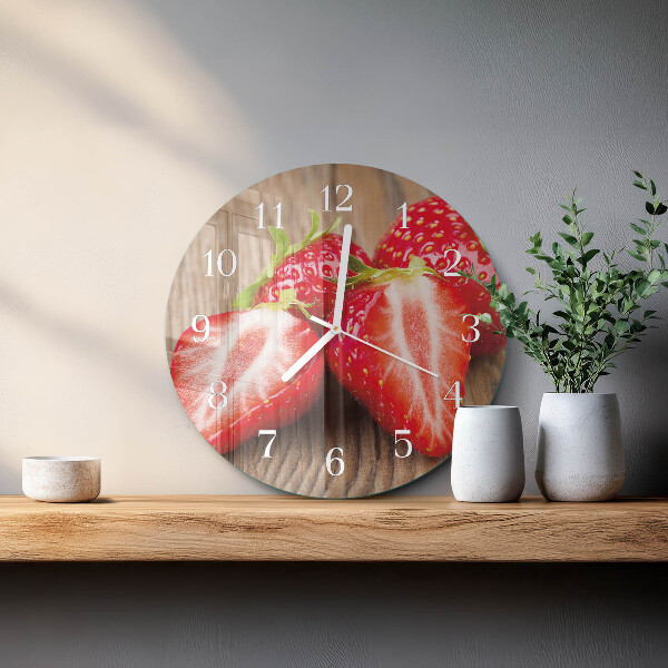 Glas wanduhr Erdbeeren