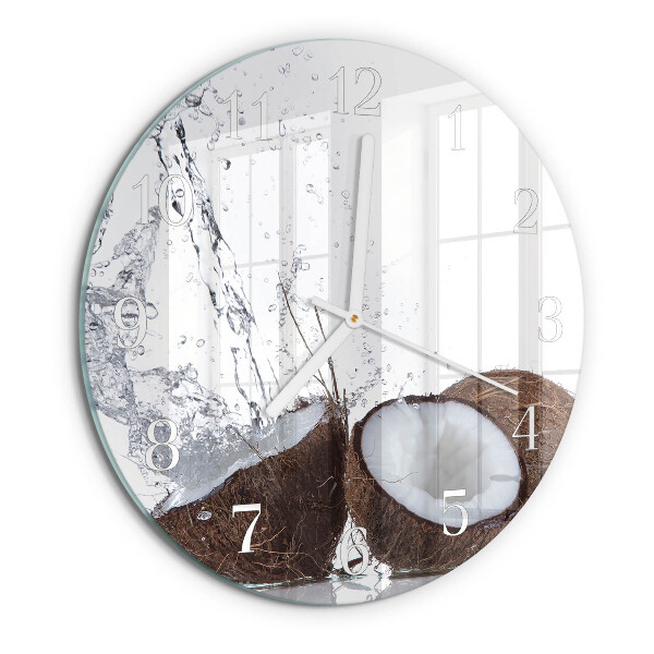 Glas wanduhr Kokosnüsse