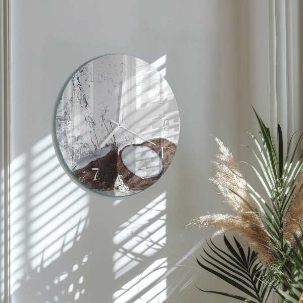 Glas wanduhr Kokosnüsse