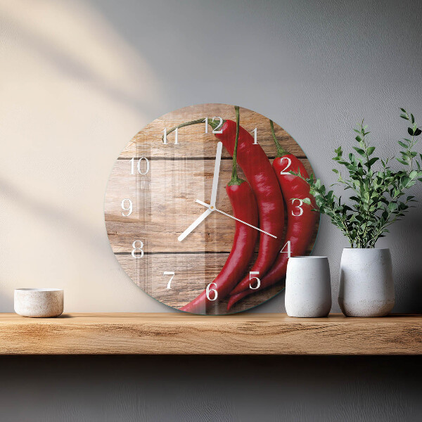 Glas wanduhr Chilischoten