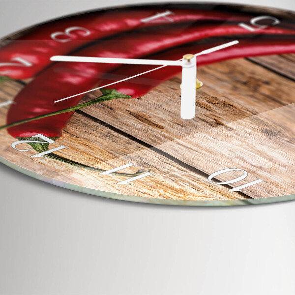 Glas wanduhr Chilischoten