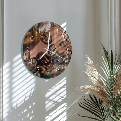 Glas wanduhr Kaffeebohnen