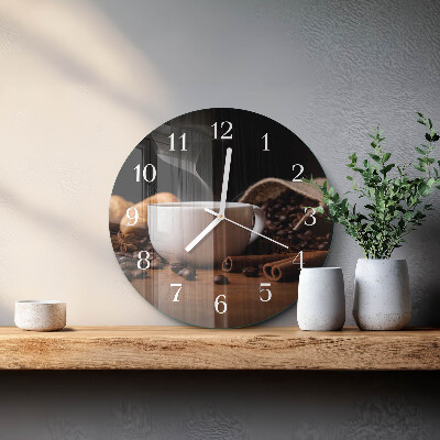 Glas wanduhr Kaffee