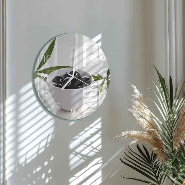 Glas wanduhr Oliven