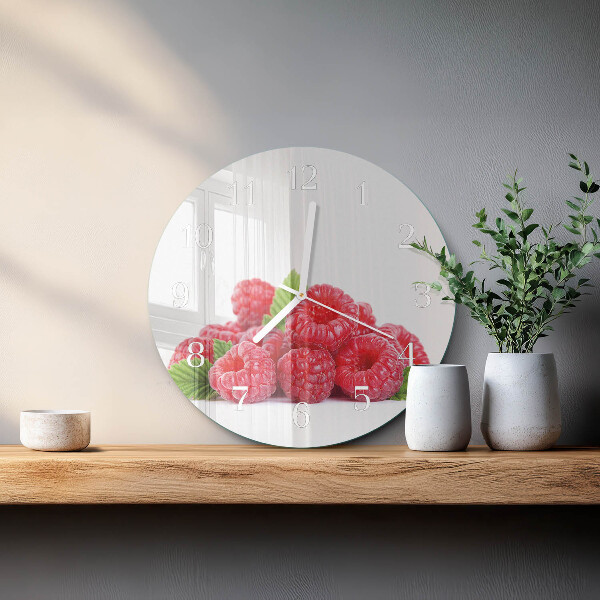 Glas wanduhr Himbeeren
