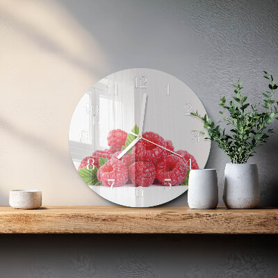 Glas wanduhr Himbeeren