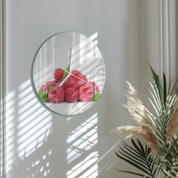 Glas wanduhr Himbeeren