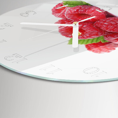 Glas wanduhr Himbeeren