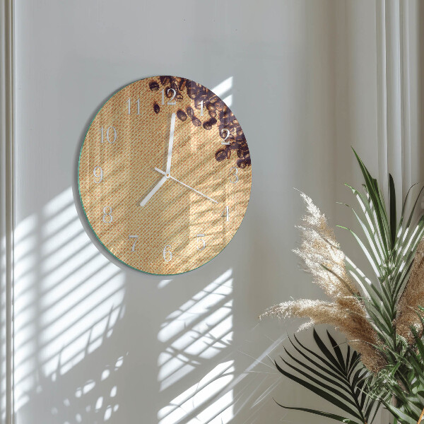 Glas wanduhr Kaffeebohnen
