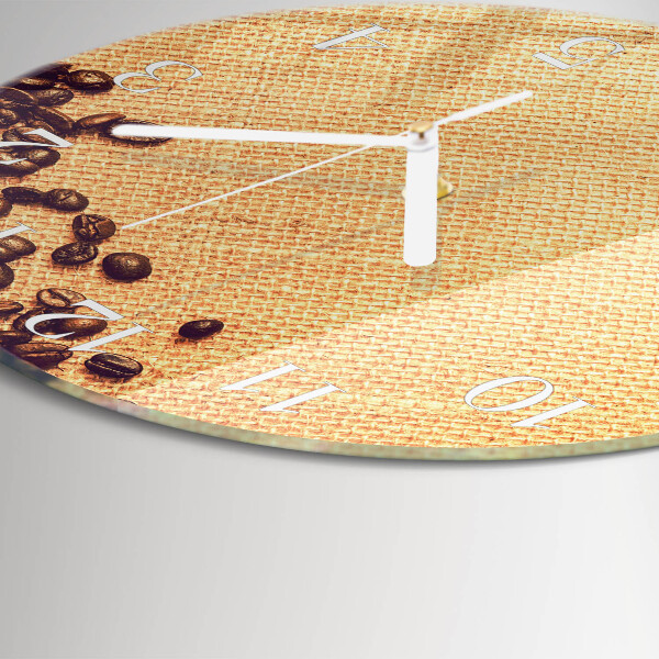 Glas wanduhr Kaffeebohnen