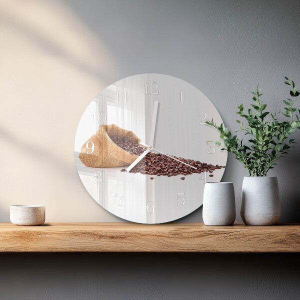 Glas wanduhr Kaffeebohnen