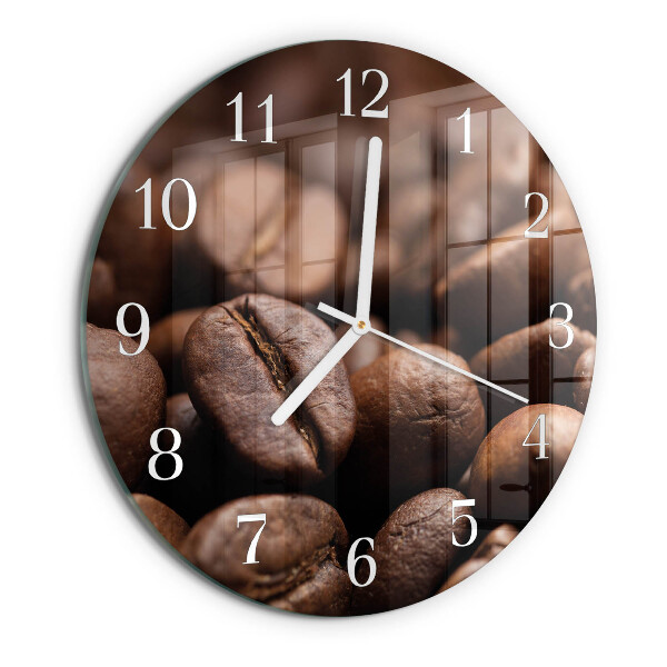 Glas wanduhr Kaffeebohnen