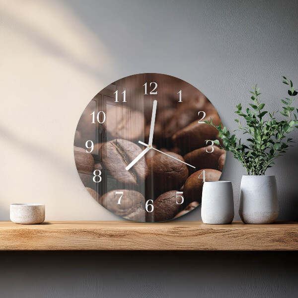 Glas wanduhr Kaffeebohnen