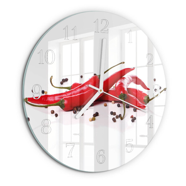 Glas wanduhr Chilischoten
