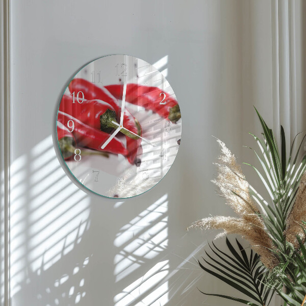 Glas wanduhr Chilischoten