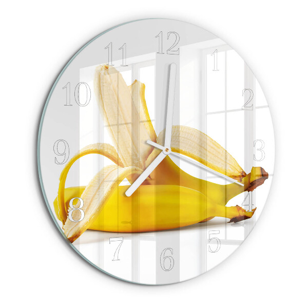 Glas wanduhr Bananen