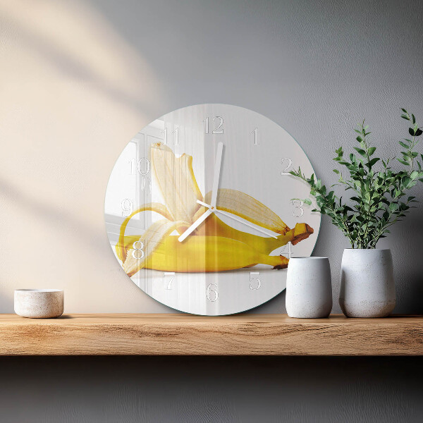 Glas wanduhr Bananen