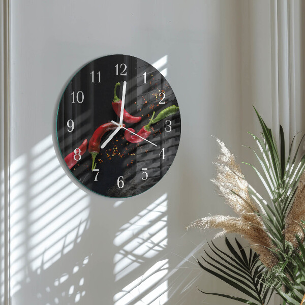 Glas wanduhr Chilischoten