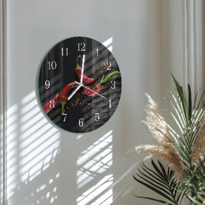 Glas wanduhr Chilischoten
