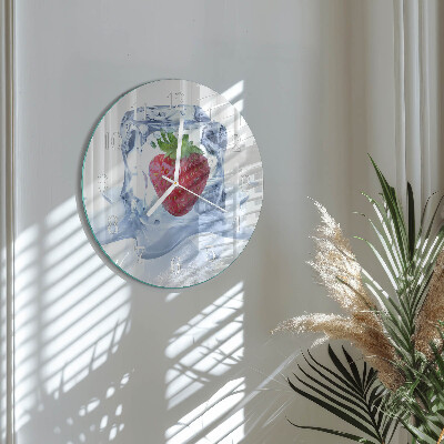 Glas wanduhr Erdbeereis
