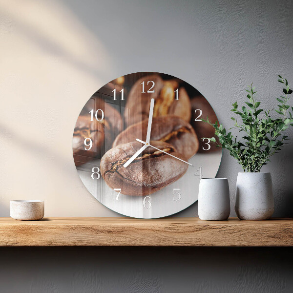 Glas wanduhr Kaffeebohnen